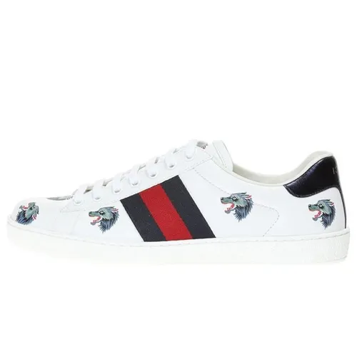 Giày Sneaker Nam Gucci Ace Leather Wolf 386750-0H810-9082 Màu Trắng Size 5.5