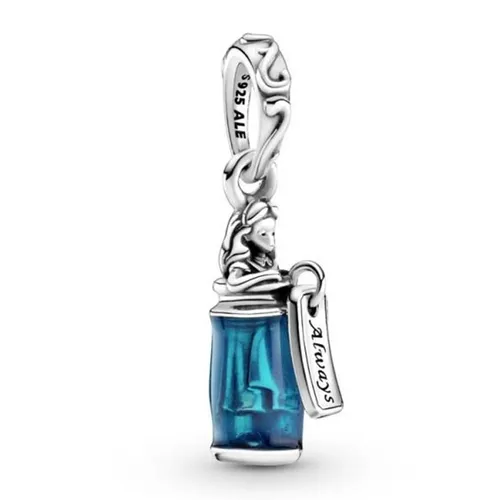Hạt Vòng Charm Pandora Disney Alice in Wonderland Drink Me Dangle 799334C01 Màu Bạc/Xanh - Trang sức - Vua Hàng Hiệu