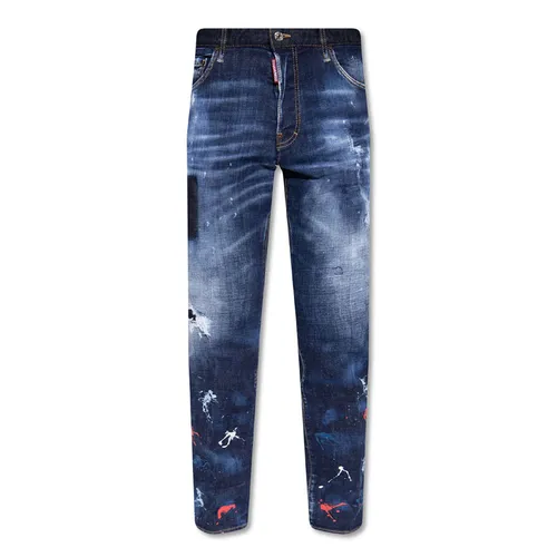 Quần Jean Nam Dsquared2 Blue Dean Dan Embroidered Dáng Cool Guy S71LB1011 S30664 470 Màu Xanh