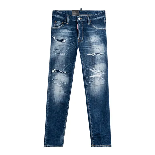 Quần Jean Nam Dsquared2 Blue Straight Distressed Bleach Dáng Cool Guy S74LB1266 S30342 470 Màu Xanh - Thời trang - Vua Hàng Hiệu