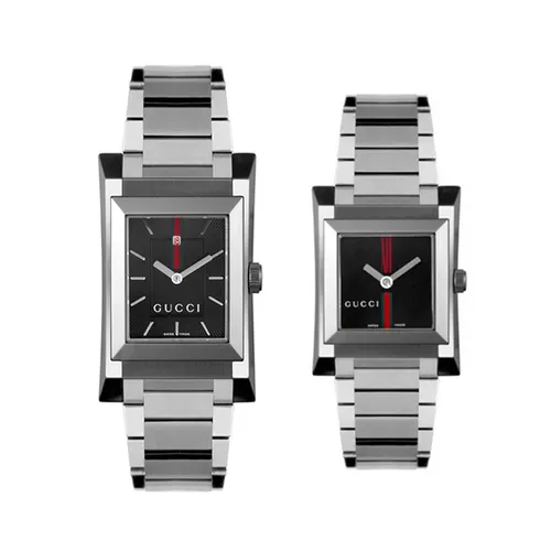 Đồng hồ - Set Đồng Hồ Unisex Gucci 111 Guccio Black Dial Silver Tone Watch YA111502 - YA111303 Màu Đen Bạc - Vua Hàng Hiệu
