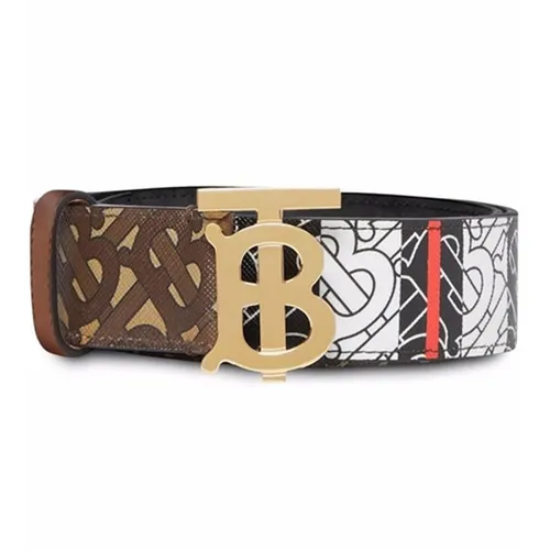 Thắt lưng Burberry - Thắt Lưng Nam Burberry Monogram Stripe E-Canvas And Leather Belt Bridle Brown Màu Nâu Vàng - Vua Hàng Hiệu