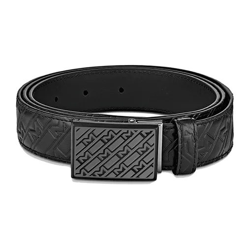 Thắt Lưng Nam Montblanc Plate Buckle Printed Black Belt 129450 Màu Đen - Thắt lưng - Vua Hàng Hiệu
