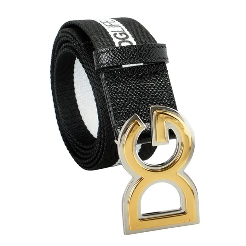 Thắt Lưng Unisex Dolce & Gabbana D&G Canvas Leather D&G Buckle Decorated Belt BE4362B58438S070 Màu Đen Size 100