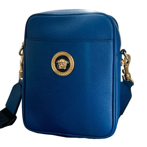 Túi Đeo Chéo Nam Versace Medusa Grainy Calf Leather In Blue 100288S 1A02187 2UC4V Màu Xanh