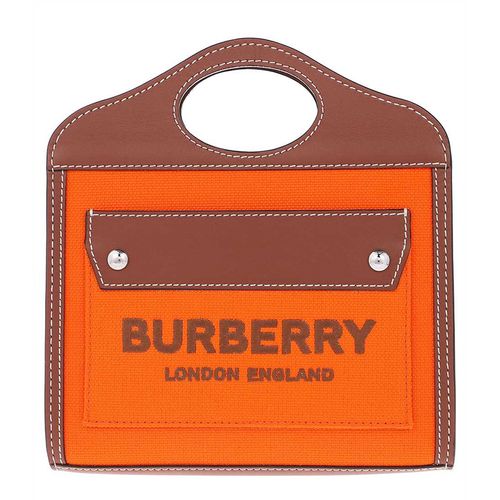 Túi Đeo Chéo Nữ Burberry Mini Two-Tone Canvas And Leather Pocket Bag Màu Cam