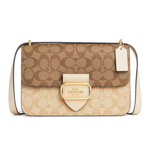Túi Đeo Chéo Nữ Coach Large Morgan Square Crossbody In Blocked Signature Canvas CM089 Màu Nâu Khaki - Túi xách - Vua Hàng Hiệu