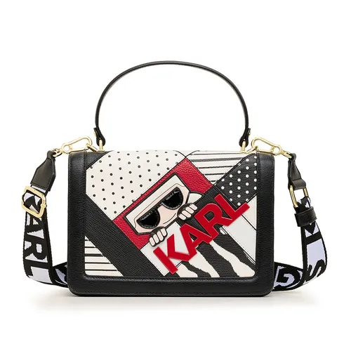 Túi Đeo Chéo Nữ Karl Lagerfeld Simone Crossbody With Handle Màu Đen Đỏ