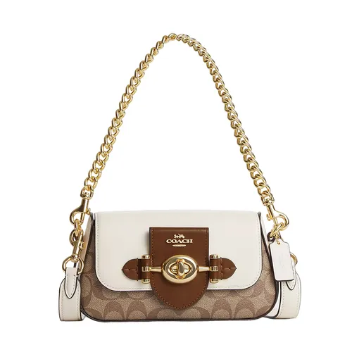 Coach - Túi Đeo Vai Nữ Coach Brie Shoulder Bag In Colorblock Signature Màu Nâu Trắng - Vua Hàng Hiệu