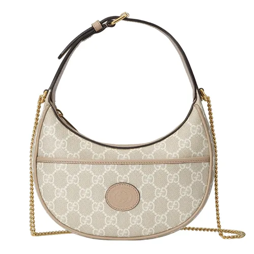 Túi Đeo Vai Nữ Gucci GG Half-Moon-Shaped Mini Bag 726843 FAA4G 9897 Màu Be
