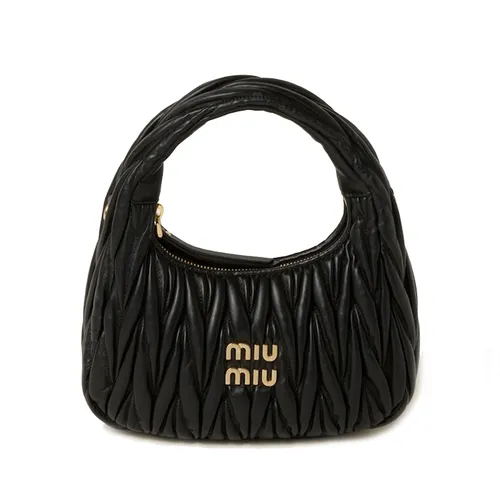 Túi xách - Túi Xách Tay Nữ Miu Miu Wander Matelassé Nappa Leather Hobo Bag Màu Đen - Vua Hàng Hiệu