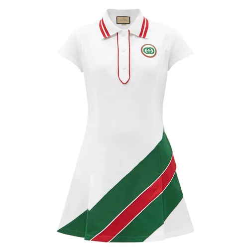 ÁO GUCCI Stripe logo-embroidered cotton-pique polo dress 4-12 years