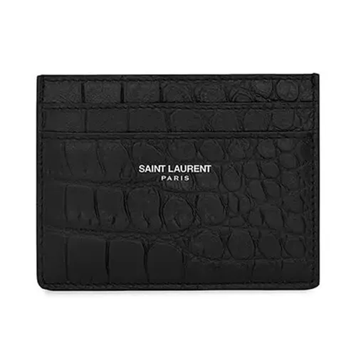 Ví Đựng Thẻ Yves Saint Laurent YSL Credit Card Case In Crocodile Embossed Leather Màu Đen - Túi xách - Vua Hàng Hiệu