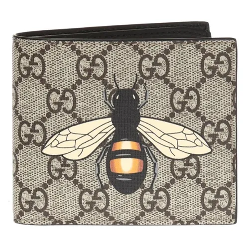 Ví Nam Gucci Bee Print GG Supreme Màu Nâu