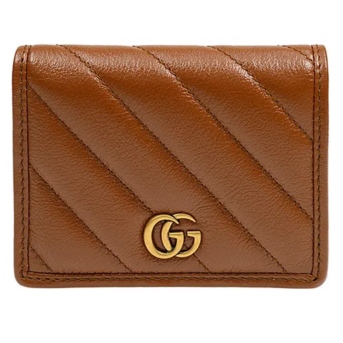 Ví Nữ Gucci Wallets GG Marmont 466492 0OLFT 2535 Card Holder Màu Nâu - Túi xách - Vua Hàng Hiệu