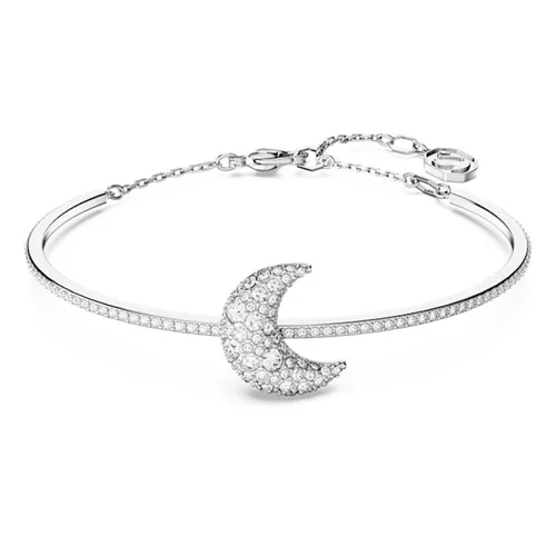 Vòng Đeo Tay Nữ Swarovski Luna Banglemoon, White, Rhodium Plated 5666175 Màu Bạc Thanh Lịch