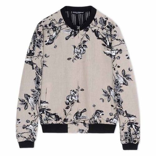 Áo Bomber Nam Dolce & Gabbana D&G Bird Print Jacket Màu Be