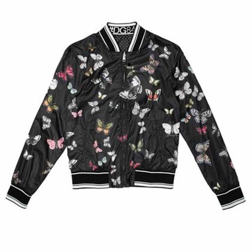 Áo Bomber Nam Dolce & Gabbana D&G Playful Angels And Flower Print Black Jacket Màu Đen Hoạ Tiết