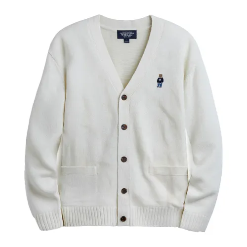 Thời trang WHOAU Cardigan - Áo Cardigan WHOAU Steve Vsneck WHCKD4901U Màu Trắng Be - Vua Hàng Hiệu