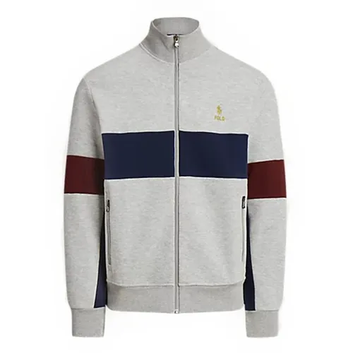 Thời trang Ralph Lauren Nam Áo khoác - Áo Khoác Nam Ralph Lauren Double-Knit Track Jacket 1502006 Grey Màu Xám Size M - Vua Hàng Hiệu