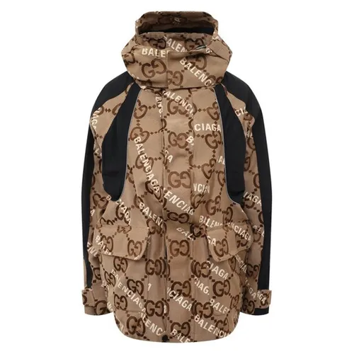 Gucci Áo khoác - Áo Khoác Unisex Gucci GC X Balenciaga The Hacker Project Jumbo GG Jacket Màu Nâu Hoạ Tiết - Vua Hàng Hiệu