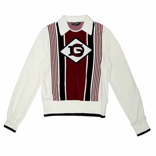 Áo Nỉ Nam Dolce & Gabbana D&G Logo Polo Sweatshirt Màu Trắng Đỏ