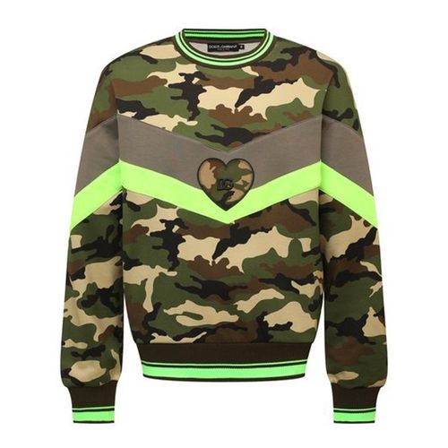 Áo Nỉ Sweater Nam Dolce & Gabbana D&G Camouflage-Print G9UZ2Z Màu Xanh Green Size 44