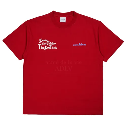 Thời trang Đỏ Áo phông - Áo Phông Acmé De La Vie ADLV Vintage Slogan Short Sleeve T-Shirt Màu Đỏ - Vua Hàng Hiệu