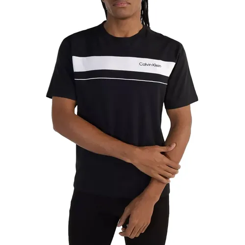 Calvin Klein Đen Áo phông - Áo Phông Nam Calvin Klein CK Tshirt Sọc Trắng SP40591513 Màu Đen Size L - Vua Hàng Hiệu