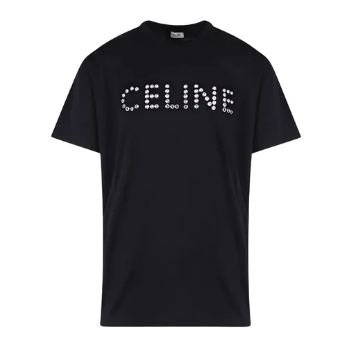 Áo Phông Nam Celine Crew Neck Dots Street Style Tshirt 2X41C671Q Màu Đen