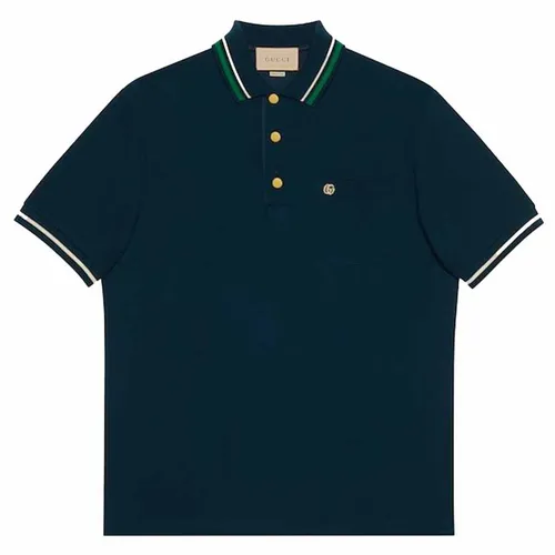 Áo Polo Nam Gucci GC Wool Cotton Jersey Shirt 752606 XJFTM 4330 Màu Xanh Cổ Vịt