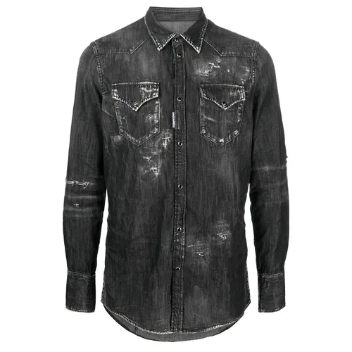 Áo Sơ Mi Nam Dsquared2 Classic Western Shirt S74DM0700S30826_900 Màu Xám Đen - Thời trang - Vua Hàng Hiệu