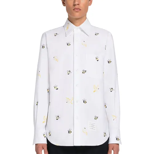 Thời trang Thom Browne Áo sơ mi - Áo Sơ Mi Nam Thom Browne Birds And Bees Straight Fit Shirt MWL272EE0321996 Màu Trắng - Vua Hàng Hiệu