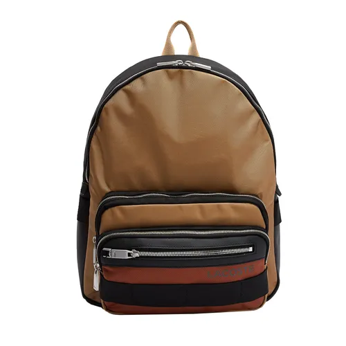 Balo Nam Lacoste Men’s L On The Go Multiple Pockets Canvas Backpack NH3657TN Màu Nâu Đen