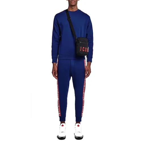 DSquared2 Bộ quần áo nỉ Vải cao cấp - Bộ Quần Áo Nỉ Nam Dsquared2 Logo Tape Sweatpants Màu Xanh Size S - Vua Hàng Hiệu