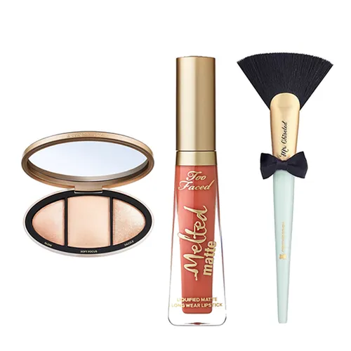 Too Faced - Combo Trang Điểm Too Faced 3 Món (Son Melted Matte Liquified, Phấn Bắt Sáng Highlighting Palette, Cọ Trang Điểm Mr. Chiseled Contouring Brush) - Vua Hàng Hiệu