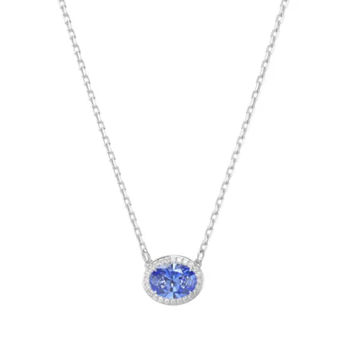 Dây Chuyền Nữ Swarovski Constella Necklace, Oval Cut, Blue, Rhodium Plated 5671809 Màu Xanh Blue - Trang sức - Vua Hàng Hiệu