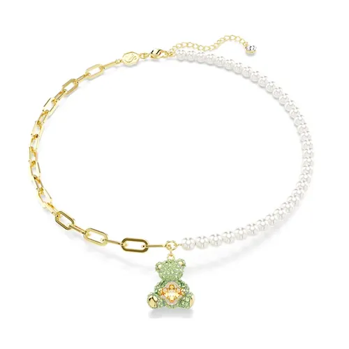 Dây Chuyền Nữ Swarovski Teddy Pendant Crystal Pearl, Bear, Multicolored, Gold-Tone Plated 5669162 Màu Xanh Green