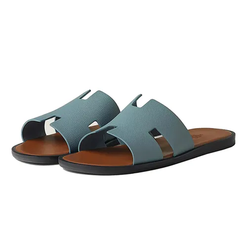 Dép Hermès Nam - Dép Hermès Izmir Sandal Epsom Gris Antarctique Amourette Màu Xanh/Nâu Size 41 - Vua Hàng Hiệu