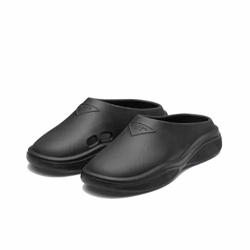 Dép Cao su - Dép Sục Nam Prada Mellow Logo Embellished Slides Màu Đen - Vua Hàng Hiệu