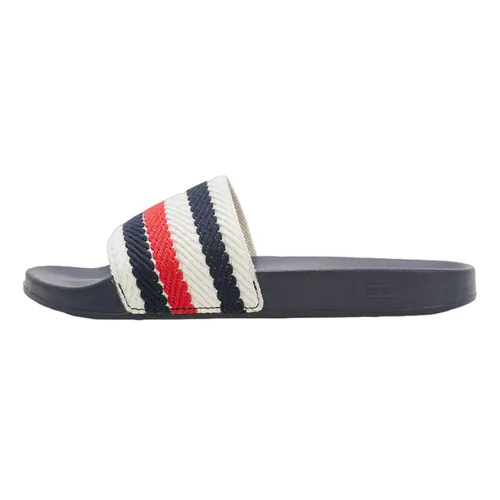 Dép Tommy Hilfiger - Dép Tommy Hilfiger Logo Stripe Pool Space Blue FW0715 Màu Xanh Navy Size 36 - Vua Hàng Hiệu