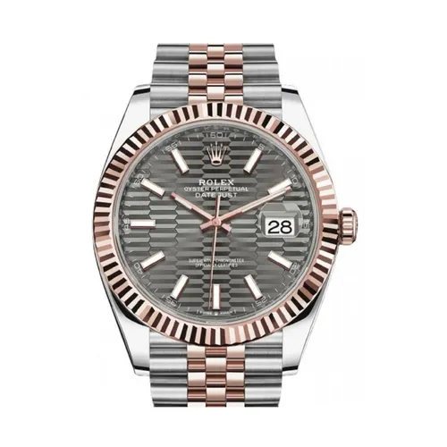 Đồng hồ - Đồng Hồ Nam Rolex Datejust 41mm 126331-0020 Grey Motif Màu Bạc/Vàng Hồng - Vua Hàng Hiệu