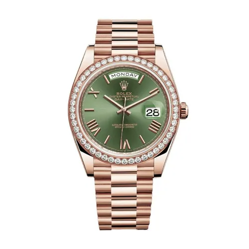Đồng Hồ Nam Rolex Day-Date 40mm Rose Gold Olive Green Roman 228345RBR Màu Xanh/Vàng Hồng - Đồng hồ - Vua Hàng Hiệu