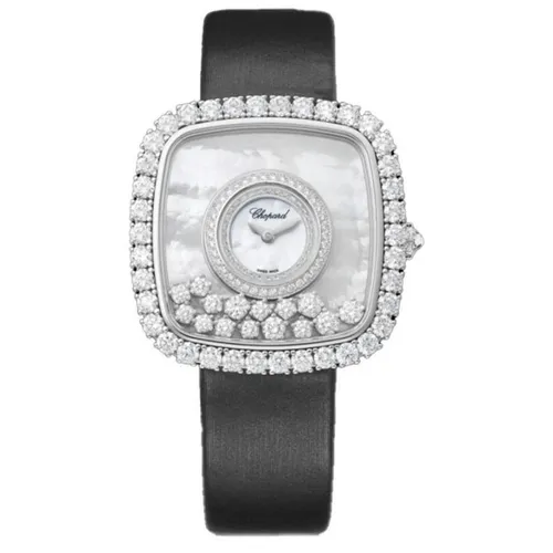 Đồng hồ - Đồng Hồ Nữ Chopard Happy Diamonds 204368-1001 18K Limited 37.85mm Màu Đen Trắng - Vua Hàng Hiệu
