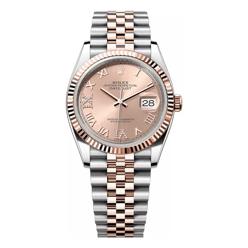 Rolex Nữ Bạc, vàng hồng Thép không gỉ 904L, vàng hồng 18k - Đồng Hồ Nữ Rolex Steel Everose Rolesor Datejust 36mm Pink Dial 126231-0027 Màu Bạc Vàng Hồng - Vua Hàng Hiệu