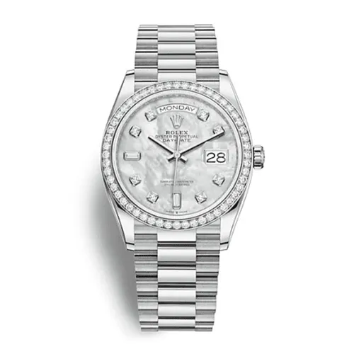 Rolex - Đồng Hồ Rolex Day-Date 36mm White Gold 128349RBR-0004 Màu Bạc - Vua Hàng Hiệu