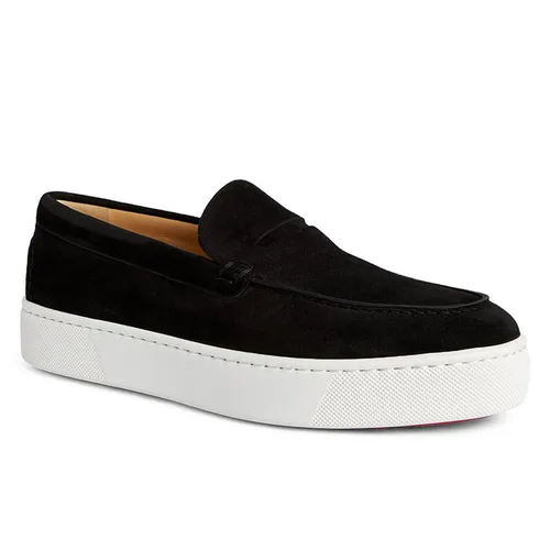 Giày Christian Louboutin - Giày Lười Nam Christian Louboutin Loafers Paqueboat Suede Màu Đen - Vua Hàng Hiệu