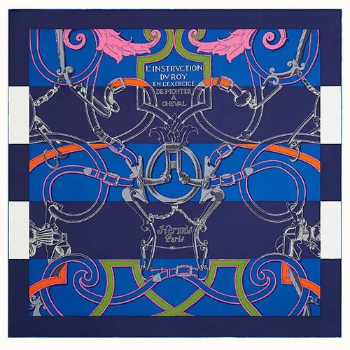 Khăn Nữ Hermes L'Instruction Du Roy Bayadere 90 Màu Xanh Blue - Thời trang - Vua Hàng Hiệu
