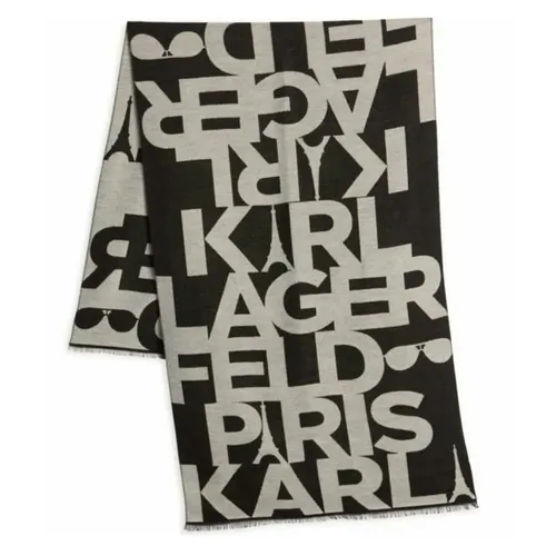 Khăn Quàng Cổ Nữ Karl Lagerfeld Women's Logo Scarf Màu Đen Xám