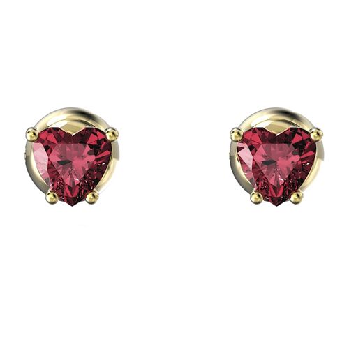Khuyên Tai Nữ Swarovski Stilla Stud Earrings Heart, Red, Gold-Tone Plated 5639133 Màu Đỏ